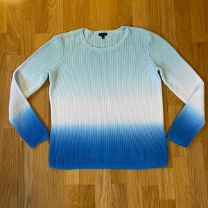 Talbots Scoop Neck Long Sleeve Color-block Ombre Knit Sweater Medium
